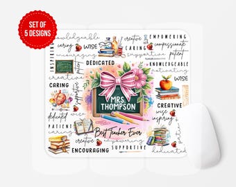 Aanpasbaar ontwerp muismat met waardering voor leraar: sublimatiesjabloon (digitale download)