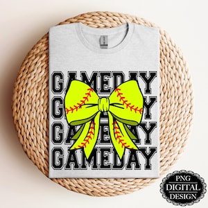 Game Day Softball Sport Bow Design | Sublimation UV DTF Digital Design Download PNG