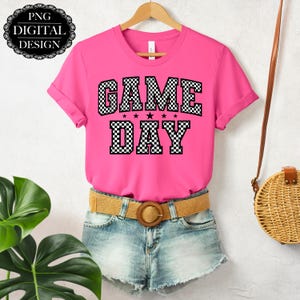 Game Day PNG | Retro Checkered Sublimation Design | School Spirit | Football Shirt Graphic | Digital Download