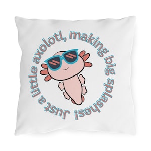 Whimsical Axolotl Outdoor Pillows, Cute Axolotl Decor, Summer Lounge Pillow, Gift for Nature Lovers, Playful Home Accents