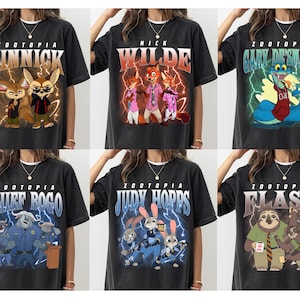 Zootopia 2 Characters Bootleg Vintage Shirt, Judy Hopps Nick Wilde Gary De'Snake Tee, Zootropolis, Disneyland Family 2025 Trip Shirt image 1