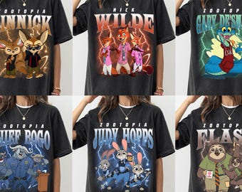 Camiseta vintage pirata de los personajes de Zootopia 2, camiseta de Judy Hopps, Nick Wilde, Gary De'Snake, Zootrópolis, camiseta de viaje familiar a Disneyland 2025