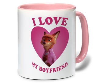 Nick Wilde I love my boyfriend Accent - Mug en céramique, Nick Wilde Zootopia Mug, I love my boyfriend Valentine Gift