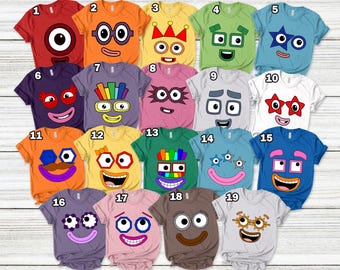 Chemise de costume Numberblocks Chemise de groupe Numberblocks anniversaire Groupe Chemise d'Halloween Numberblocks Chemise famille Numberblocks Groupe