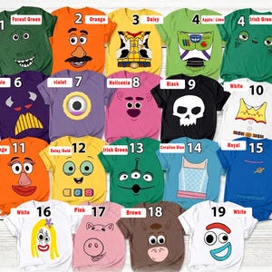 Personalized Toy Story Big Face Halloween Costume shirt, Woody Buzz Jessie Bo Peep Slinky Rex Forky, Disneyland Family Vacation Shirt