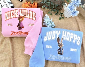 Maglietta Zootropolis di Nick e Judy, simpatici top coordinati con coniglietto volpe, regalo di San Valentino per coppie, vestito per anniversario, regalo di San Valentino per coppie
