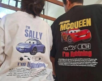 Vintage Cars Matching Couple Shirt, Lightning McQueen and Sally, Lightning McQueen Shirt, Couple Shirt, Valentine Gift for Girl - boyfriend