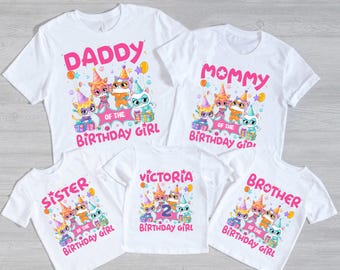 Chemise personnalisée anniversaire Superkitties, T-shirt enfant Super chat, t-shirts assortis famille Disney, thème fête chatons personnalisés