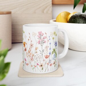 Flower Mug, Gift For Her, Gift For Women, Beautiful Mug, Coffee Mug, Tea Mug, Ceramic Mug, (11oz, 15oz)