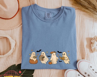 Comfort Colors Bookish Ghost Shirt: Halloween Reading Tee