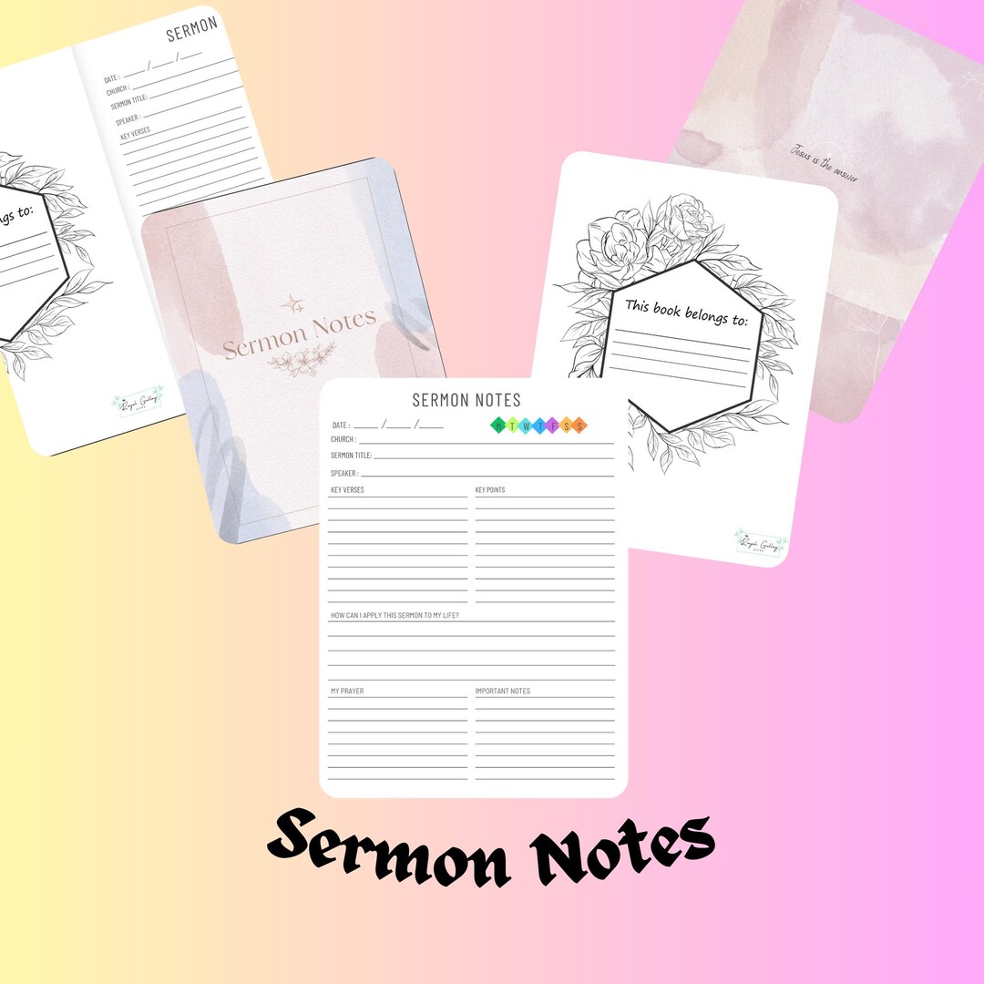 Sermon Notes for Better Planning, Organise, Church Preaching Notes ...