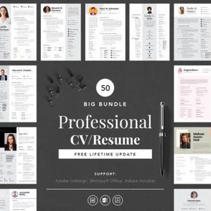 Paquete de currículum profesional / Plantillas modernas y editables para quienes buscan empleo / Compatible con ATS, fácil personalización, perfecto para cualquier carrera profesional