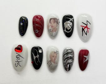 KPOP Stray Kids STAY Jelly Chrome Press on Nails | SKZ Dominate World Tour