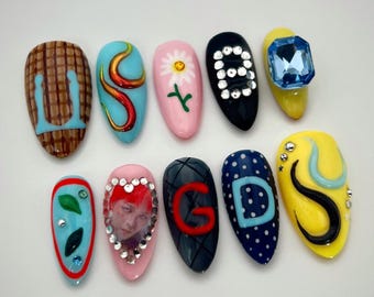 Multicolor GD Inspired Press-on Nails: Fanmade