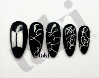 Love Yourself Tear Black Inspired Press-On Nails: ARMY Fanmade