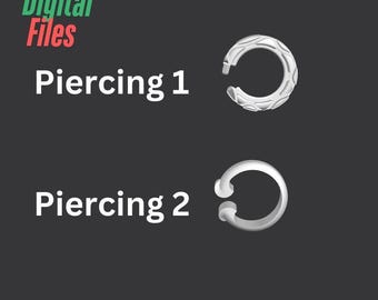 3d fursuit piercings, digital file, stl, change size at your desire