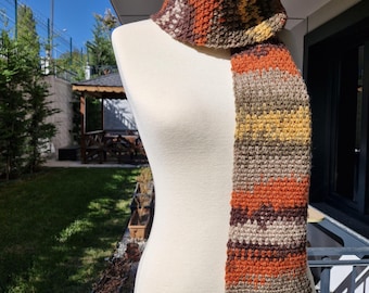 handmade scarf knitted scarf crochet scarf hand scarf  wool scarf chunky scarf warm scarf fringed scarf shawl style scarf scarf for women