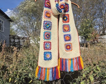 handmade scarf knitted scarf crochet scarf hand scarf wool scarf chunky scarf winter scarf warm scarf fringed scarf handmade patterned scarf