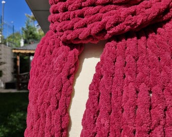 handmade scarf knitted scarf crochet scarf hand scarf  wool scarf chunky scarf warm scarf fringed scarf shawl style scarf scarf for women
