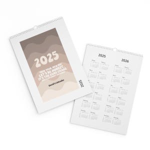Personalized 2025 Funny Sarcastic Wall Calendar - Beige & Gray Design with Sarcastic Quotes