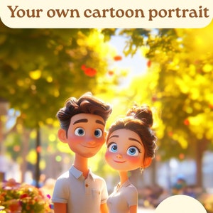 Personalized Cartoon Portrait from Photo, Custom Couple Cartoon Poster, Wall Art Gift (Digital Download)
