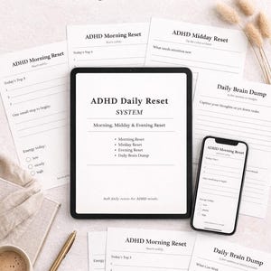 ADHD Daily Reset-bundel: ochtend-, middag- en avondplanner (digitale download)