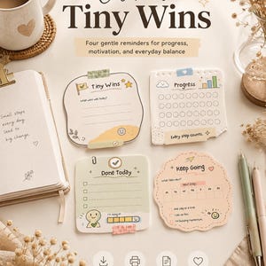 ADHD Sticky Notes Printable – Dopamine Tiny Wins Tracker for Gentle Productivity, Digital Download