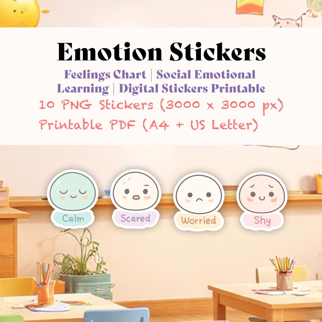 Emotion Stickers for Kids | Feelings Chart | Social Emotional Learning ...