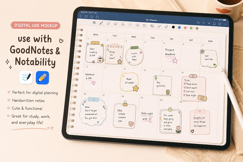 Cozy Kawaii Doodle Sticky Notes – Printable Memo Bundle (digital ...