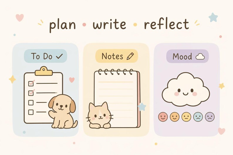 Kawaii Daily Planner Printable – Pastel Animal To-do List Pages ...