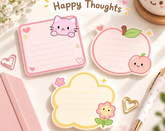 Notas imprimibles, 9 diseños kawaii adorables para diarios y agendas digitales, PNG PDF