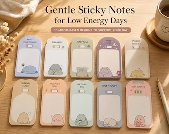 Gentle Sticky Notes for Low Energy Days | Mood Planner Notes (Digital Download)