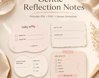 Cozy Journal Notes Printable | Gentle Reflection Cards, Daily Mindfulness Pages, PDF Planner Inserts