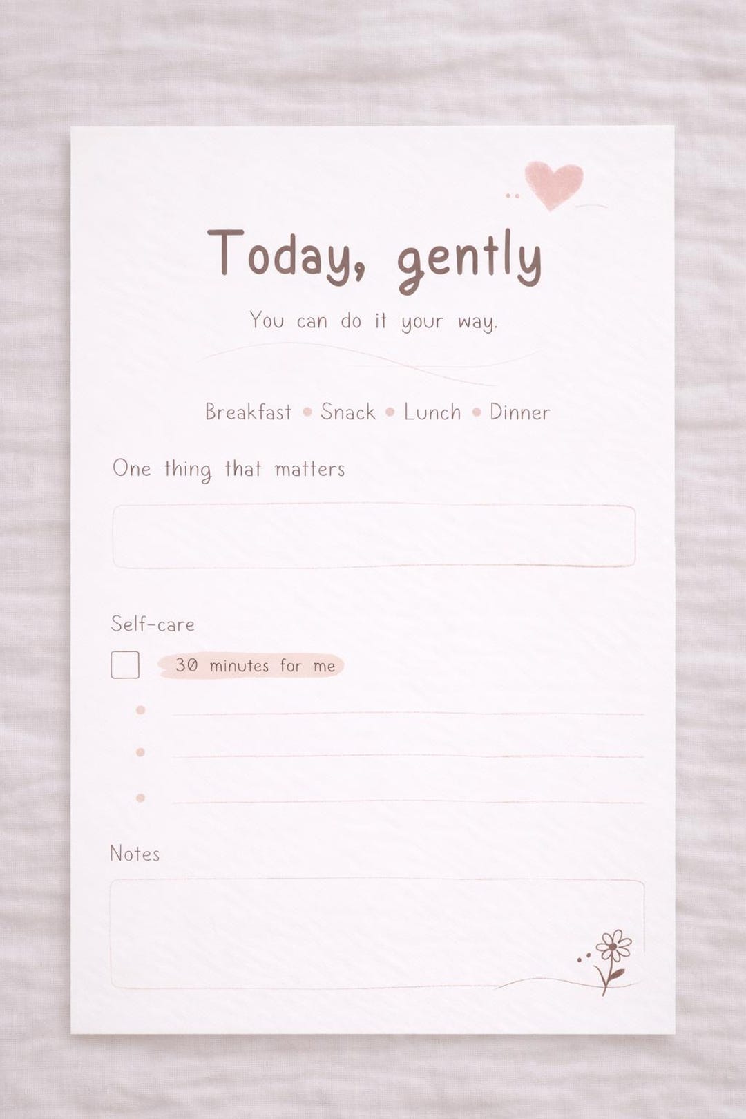 Gentle Daily Planner – Undated, Low Energy, Printable (PDF A4/letter ...