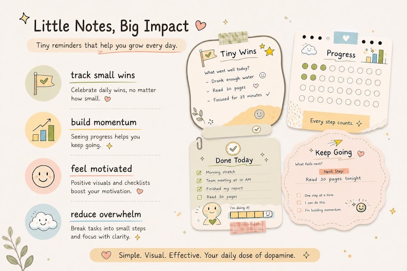 Dopamine Sticky Notes – ADHD Tiny Wins Planner, Progress Tracker ...