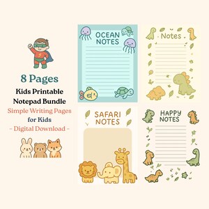 Bundel afdrukbaar notitieblok voor kinderen: schrijfpagina's (digitale download)