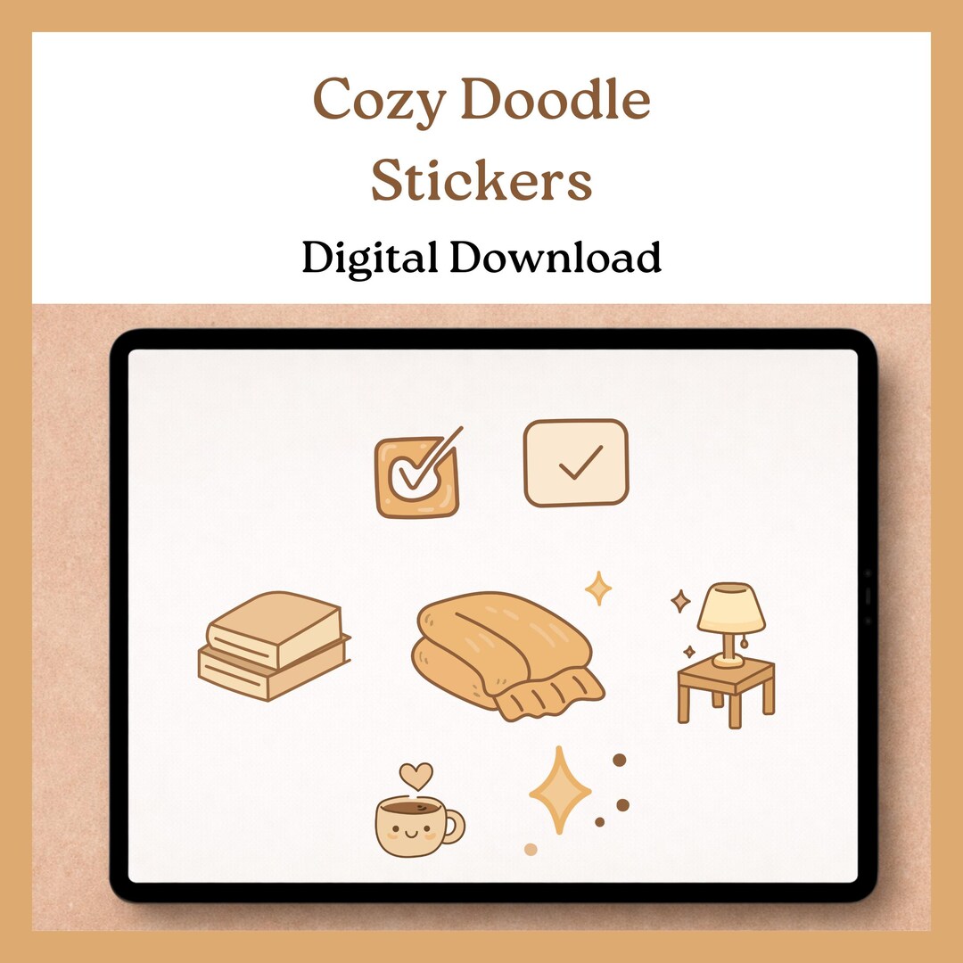 Cozy Doodle Stickers – Planner & Notepad Stickers – Warm Neutral Cozy ...