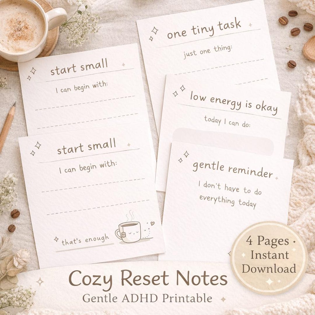 Cozy Notes Cozy Reset Notes – Gentle ADHD Productivity Printable (digital Download ...