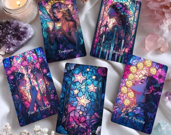 Glass Bloom Tarot, Tarot Deck with Guidebook, Custom Tarot Deck, Oracle Deck, 78 Unique Design