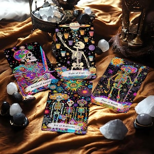 Tarot Deck, Skeleton Cards with guidebook, Indie Unique Oracle Deck, Artificial Intelligence Tarot, 78 Tarot Cards, Beginner Tarot Deck