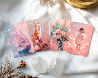 Pink Dreamscape Lenormand Card Deck, Unique Oracle Card, Divination Tools, Cute Tarot Deck, Petit Lenormand, Beginners Lenormand