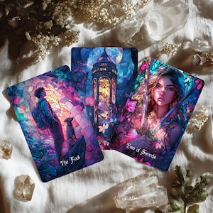 Glass Bloom Tarot Card Deck, 78 Cards, Glass Aesthetic Beginner Tarot Cards, Indie Oracle Deck, Tarot Deck with Guidebook, Custom Tarot Deck
