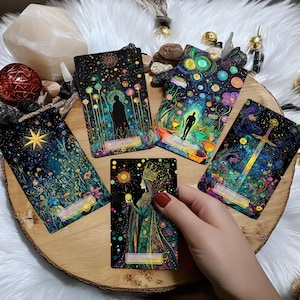 Novo baralho de tarô Starlit Garden com guia, baralho de cartas Oracle, 78 cartas de tarô, cartas de tarô para iniciantes, edição limitada Gold Edges