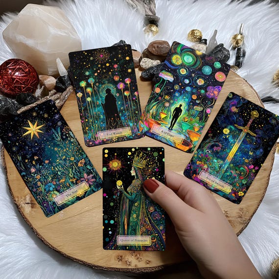 New Starlit Garden Tarot Deck with Guidebook, Oracle Card Deck, 78 Tarot Cards, Tarot Cards for Beginners, Gold Edges Limited Edition