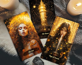 Tarot Deck Cards, Radiant Revelry Tarot Deck with Guidebook, 78 Tarot Cards, Oracle Deck, Black Tarot Deck, Tarot Reading