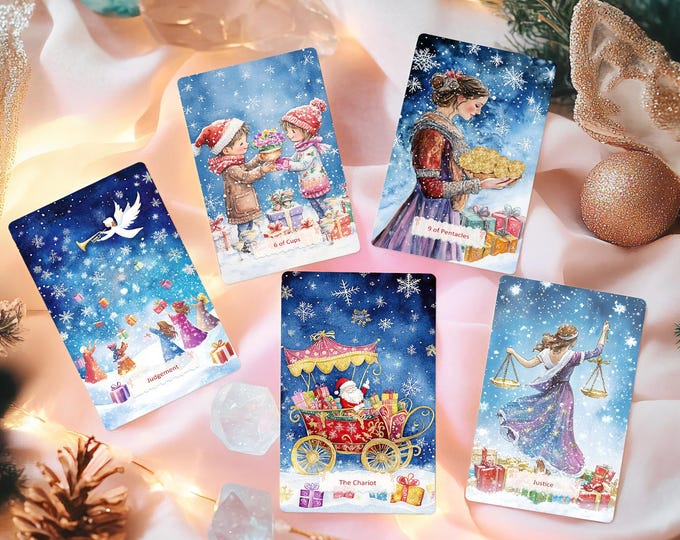 Winter Christmas Tarot Cards, Tarot Deck with Guidebook, Tarot Card Deck, Complete Tarot with 78 cards, Oracle Deck, Beginner Tarot Deck