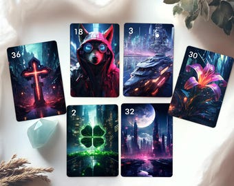 Cyberpunk Lenormand Card Deck, Oracle Deck, Tarot Deck, Lenormand Cards, 36 Card Deck, Divination Tools, Tarot Gift
