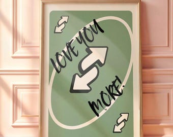 Love You More Card Print: Sage Green Retro Wall Art (Digital Download)