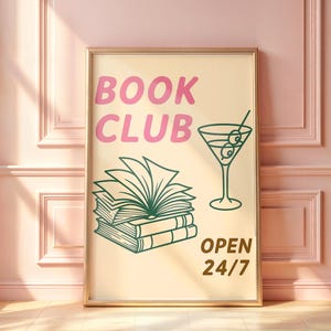 Book Lover Wall Art, Book Club Print, Trendy Bookish Poster, Cute Reading Printable, Gift for Readers, Bookish Decor