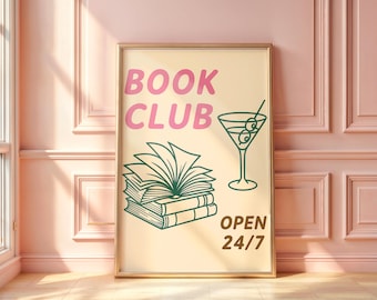 Book Club Martini Print: Trendy Bookish Wall Art (Digital Download)